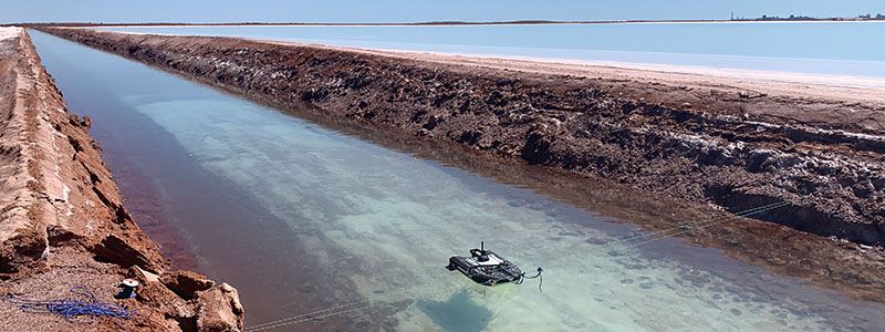 a sontek rs5 wading in shark bay Australia